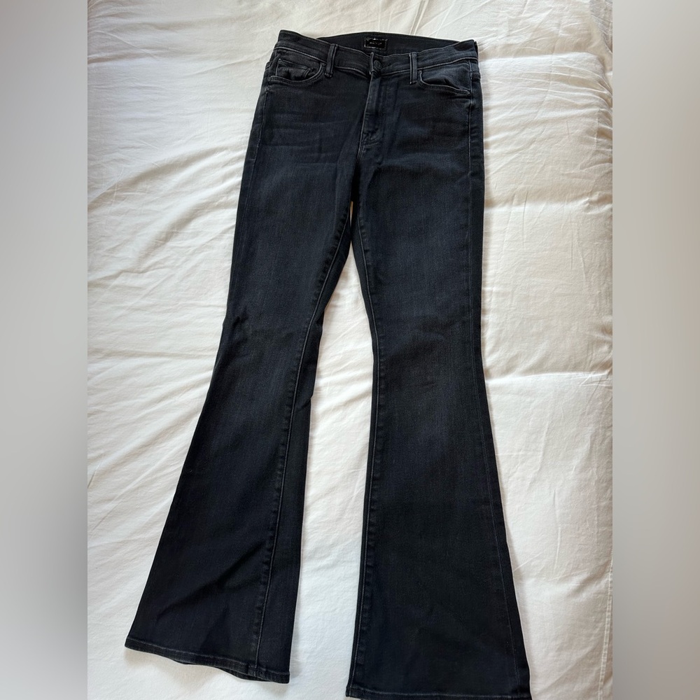 MOTHER Black Flare Jeans - High-Rise Wide Leg